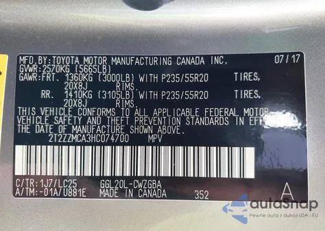 2017 Lexus Rx 350 F Sport from USA, damaged, VIN 2T2ZZMCA3HC074700